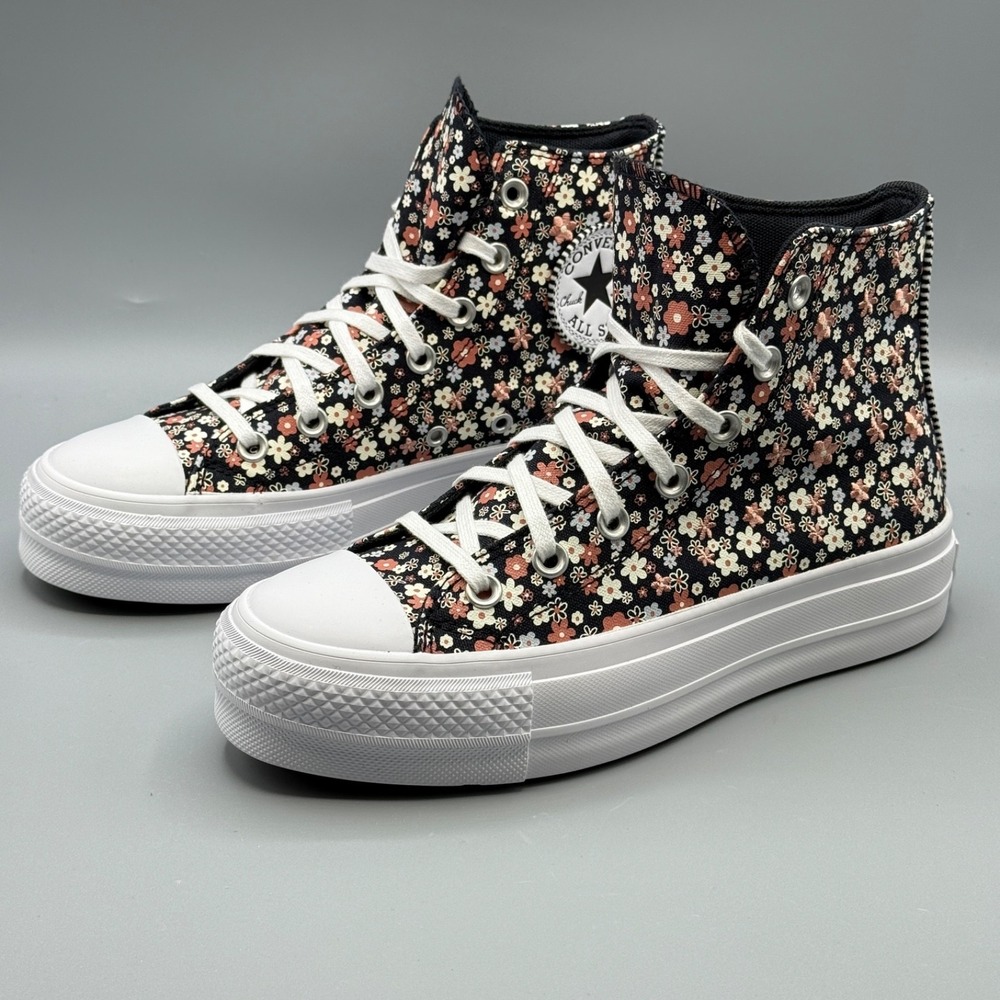 Converse Women's 7 Hi Top Sneakers Platform CTAS Lift Embroidered Flower A14264C - Picture 2 of 13